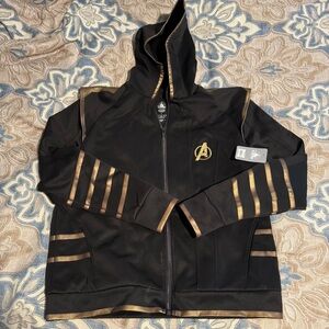 Disney Marvel Avengers Endgame Hawkeye Ronin Jacket Black Gold Zip Hooded XL